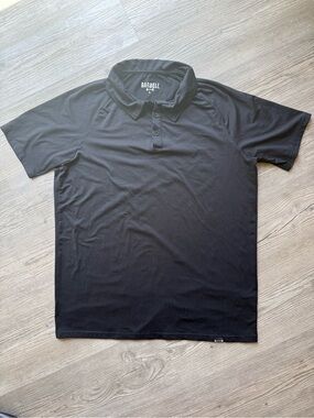 Barbell Apparel Polo Shirt Mens L Black Performance Raglan Athletic